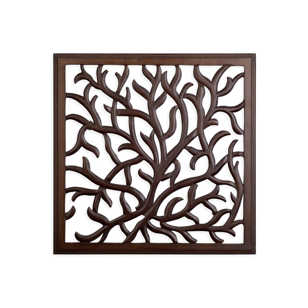 Wall Plaque - Tree Branches Square 24in x 24in/60cm x 60cm Wood - 1pc - Yogavni 